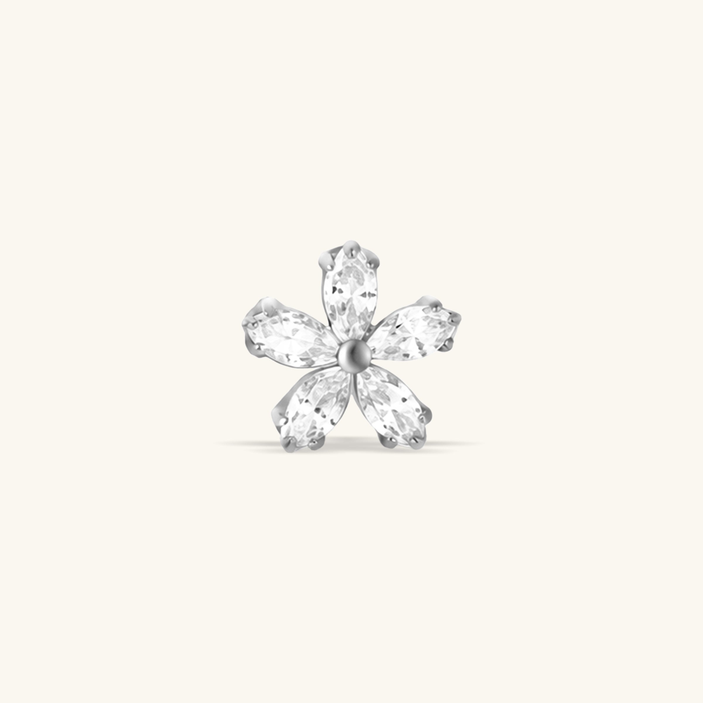 Titanium Dazzling Flower Flatback Stud