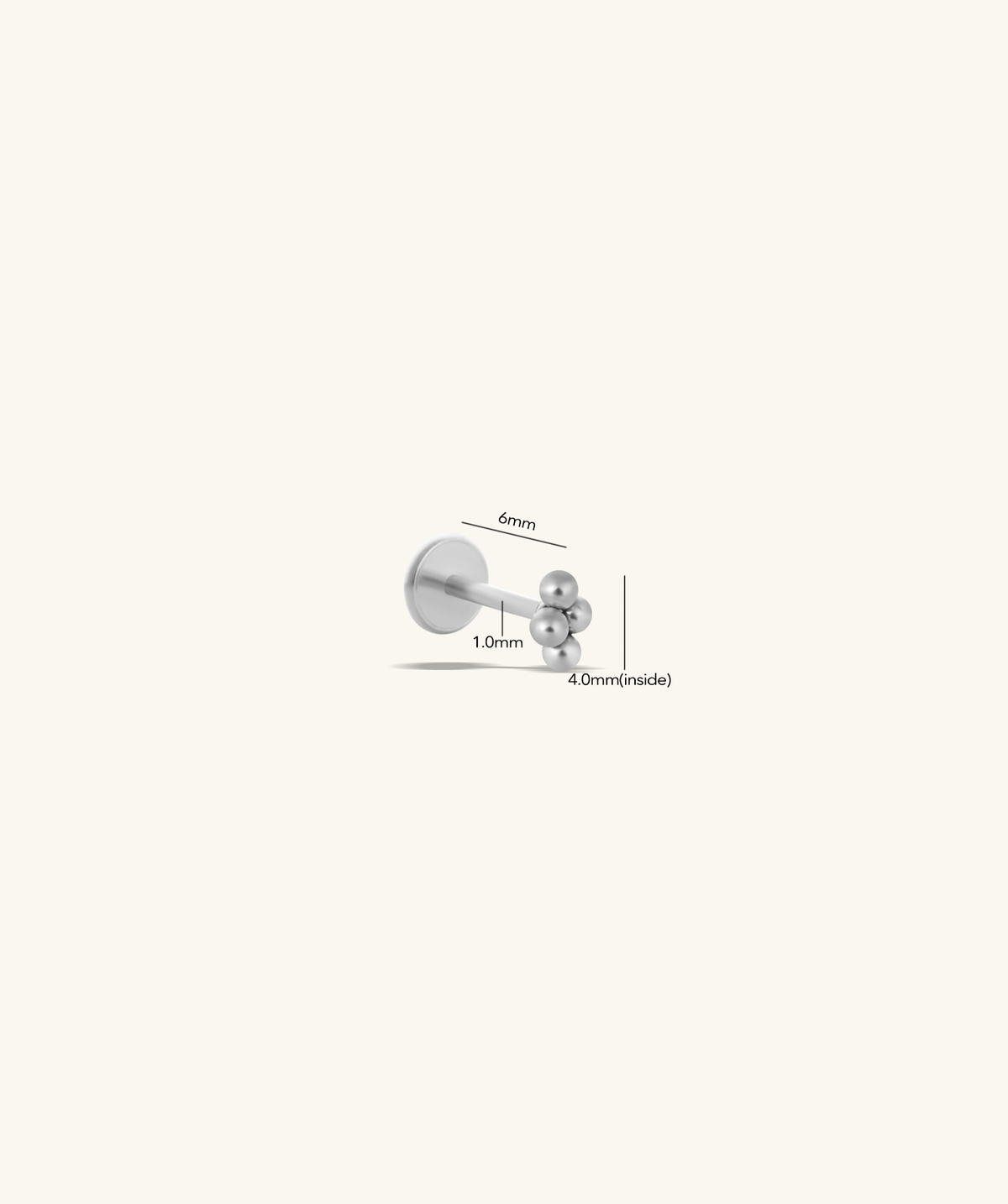 Beads Threadless Stud - Stainless Steel - Helix, Forward Helix, Upper Lobe - Oumo Jewelry