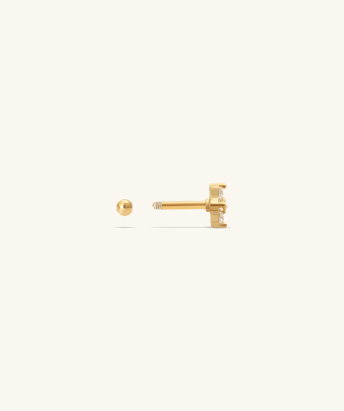 Cross Stud - Stainless Steel - Upper Lobe, Helix, Flat - Oumo Jewelry
