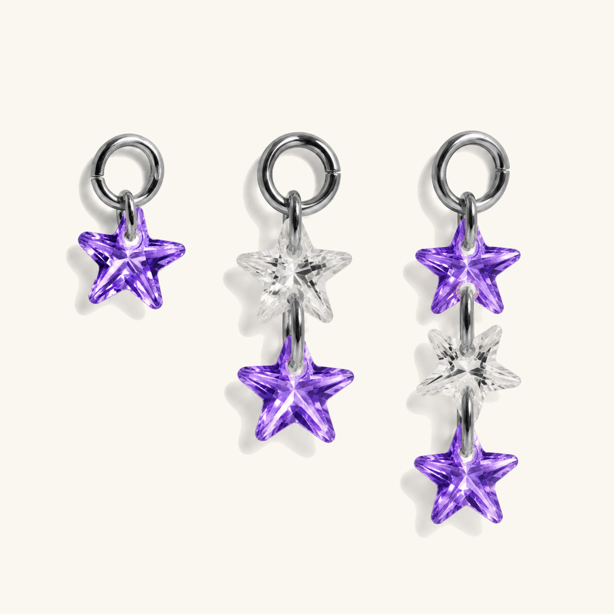 Star CZ Charm Drop Set - OumoJewelry