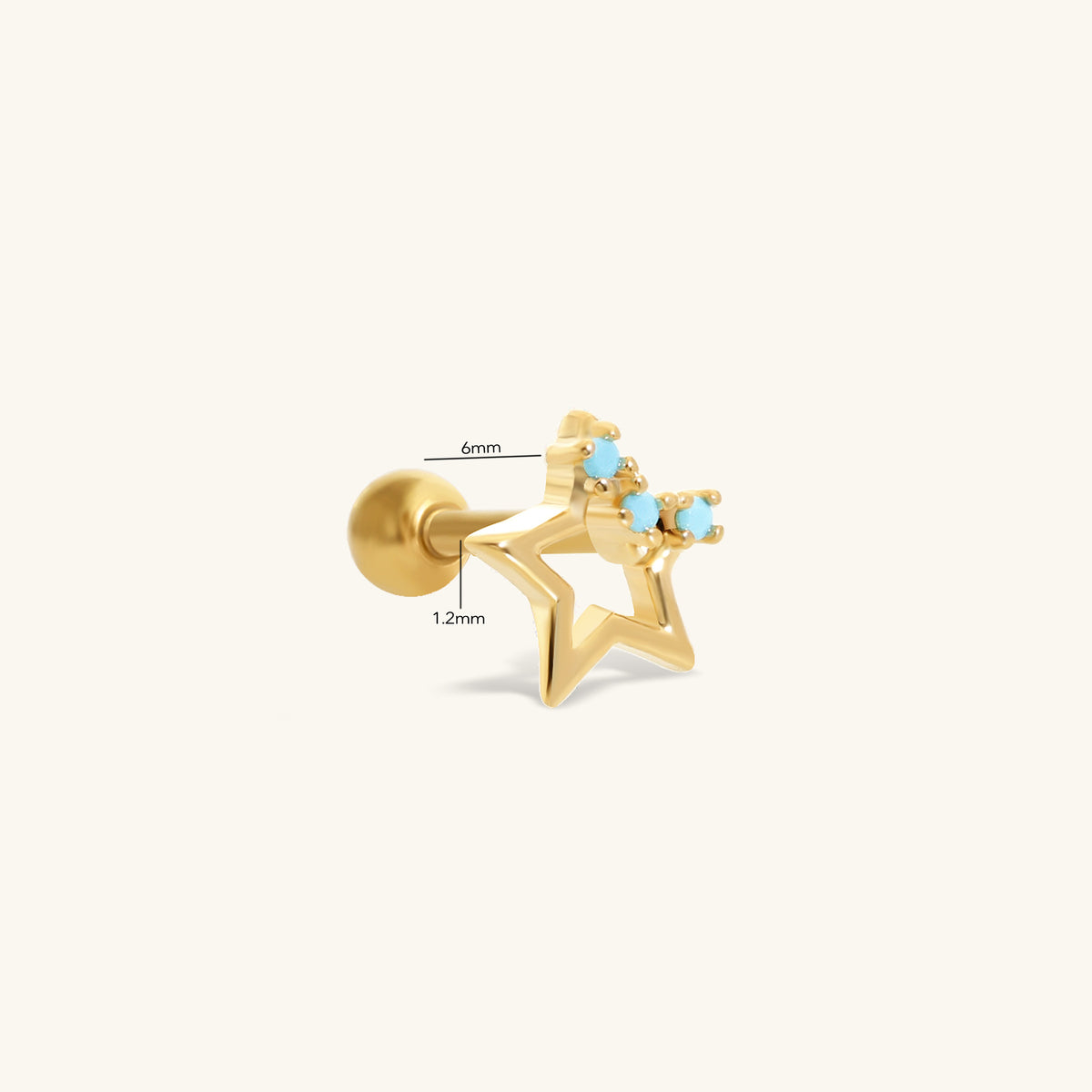 Cyril Star Stud - Stainless Steel - Upper Lobe, Helix, Flat - Oumo Jewelry