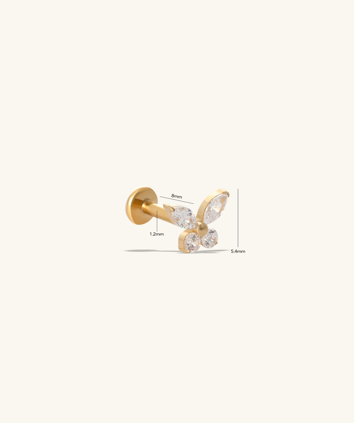 Titanium Butterfly Stud - Titanium - Upper Lobe, Helix, Flat - Oumo Jewelry