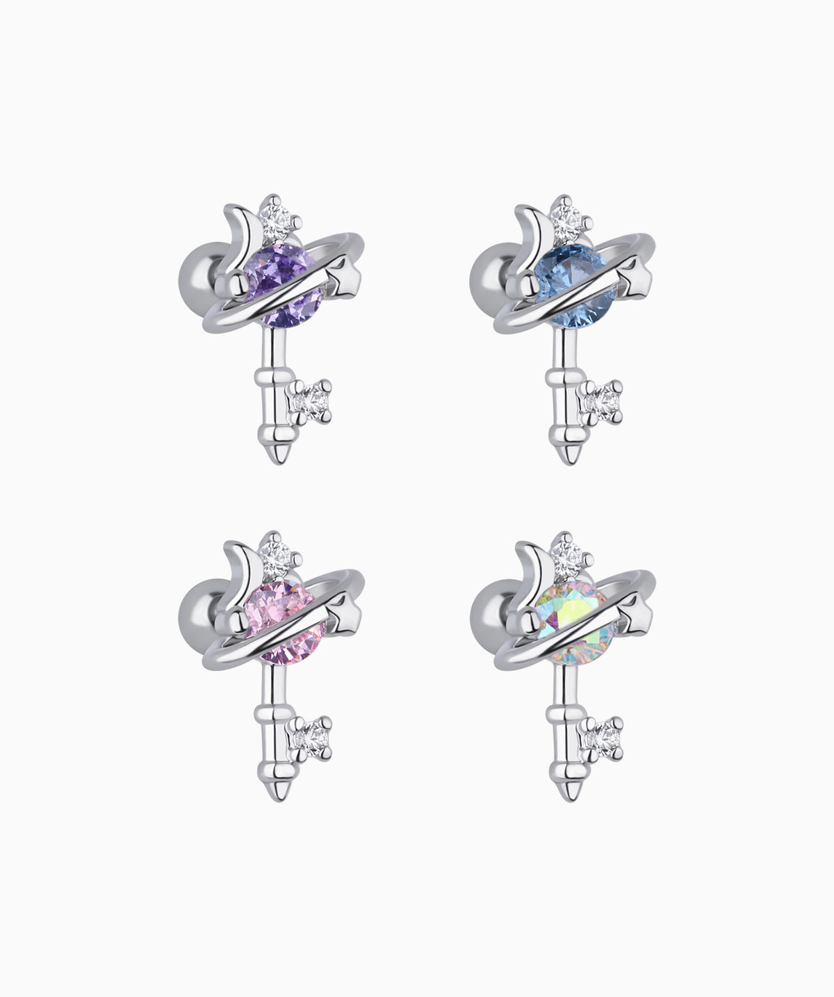 Dreamy Starry Sky Stud - Stainless Steel - Upper Lobe, Helix - Oumo Jewelry