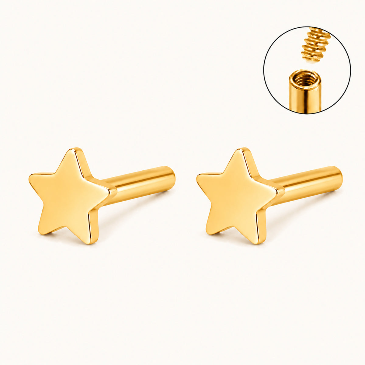 Star Internal Threaded Flat Back Post (Titanium)