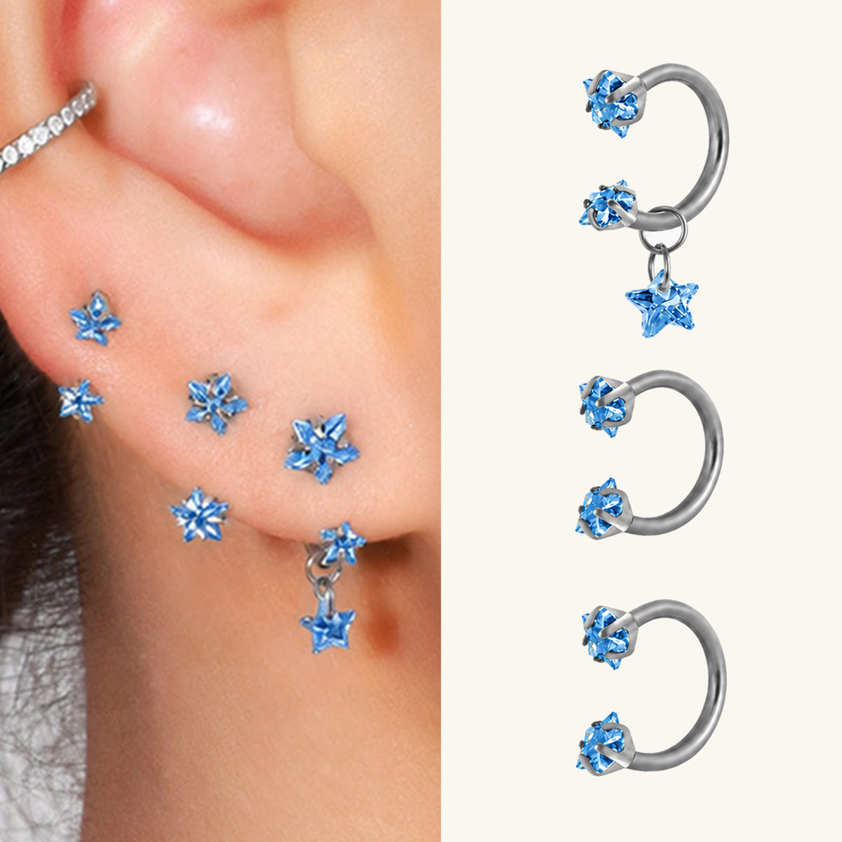 Starry Horseshoe Ring Set
