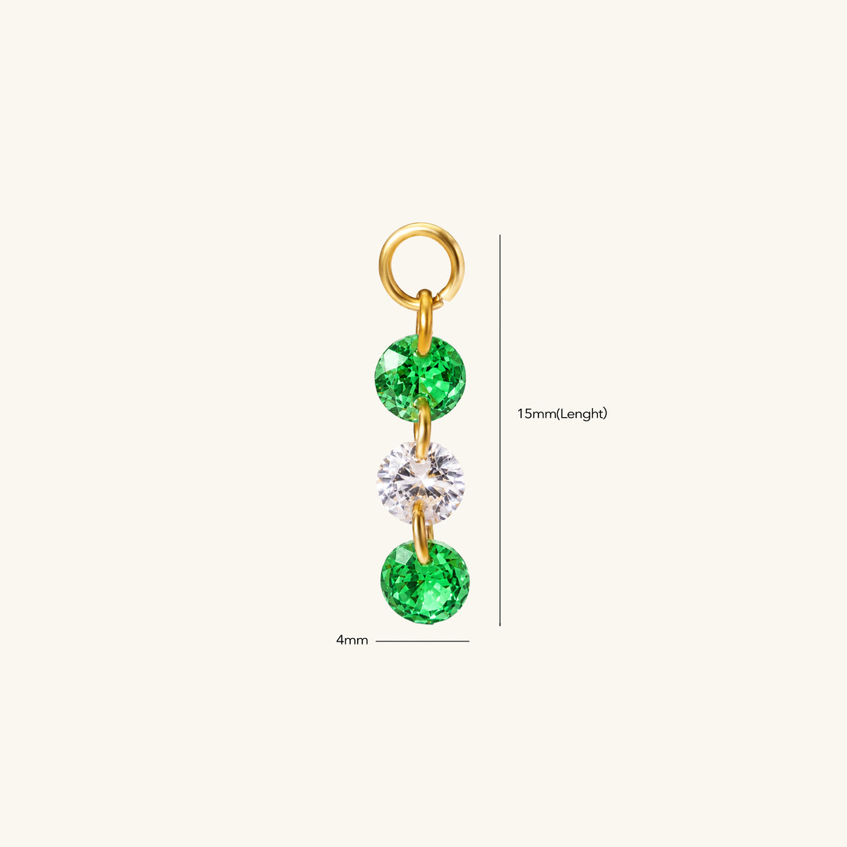 Three Round CZ Charm Drop - Stainless Steel - Oumo Jewelry