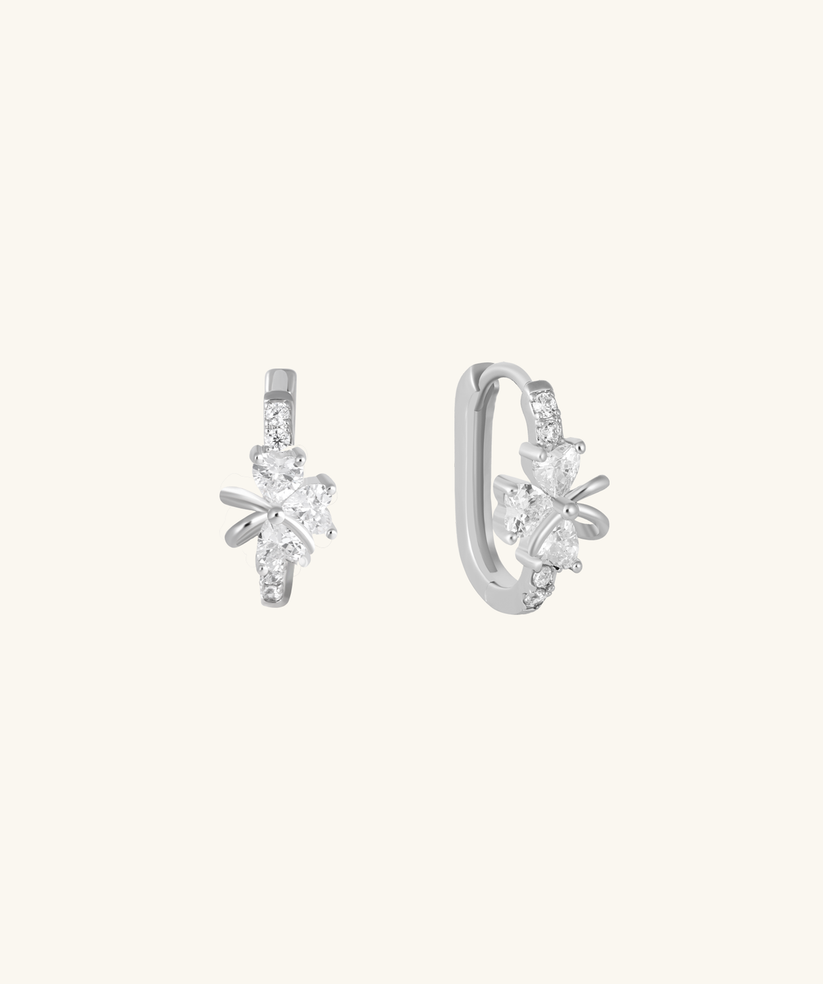 Gem Bow U‑Shape Hoop Earrings - Brass - Oumo Jewelry