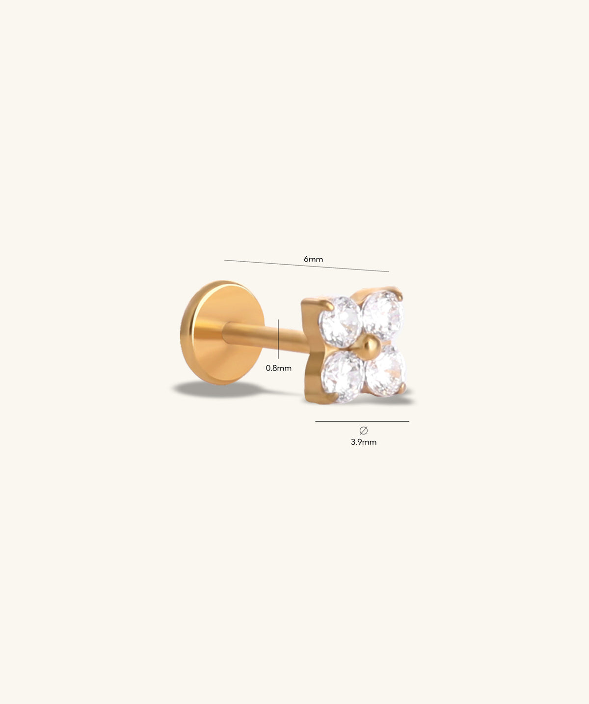 Titanium Lovely Flower Flatback Stud - Titanium - Helix, Forward Helix, Upper Lobe - Oumo Jewelry