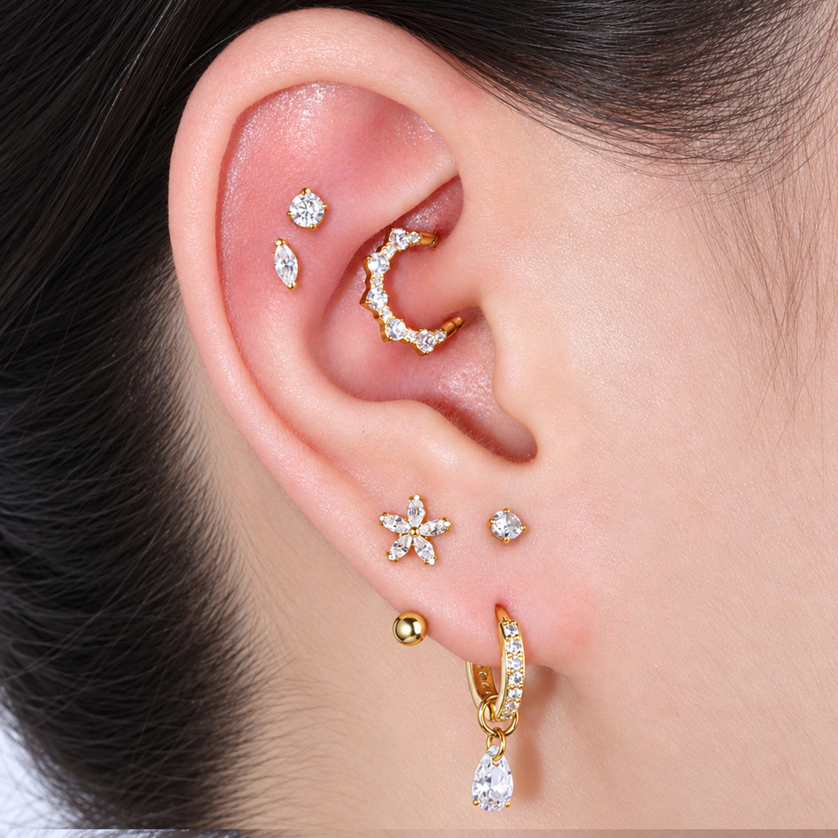 Titanium Marquise Flatback Stud
