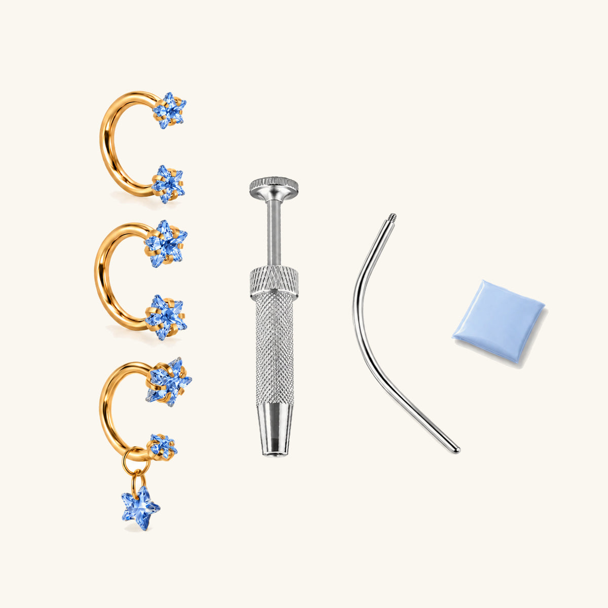 Titanium Starry Horseshoe Piercing Kit - OumoJewelry