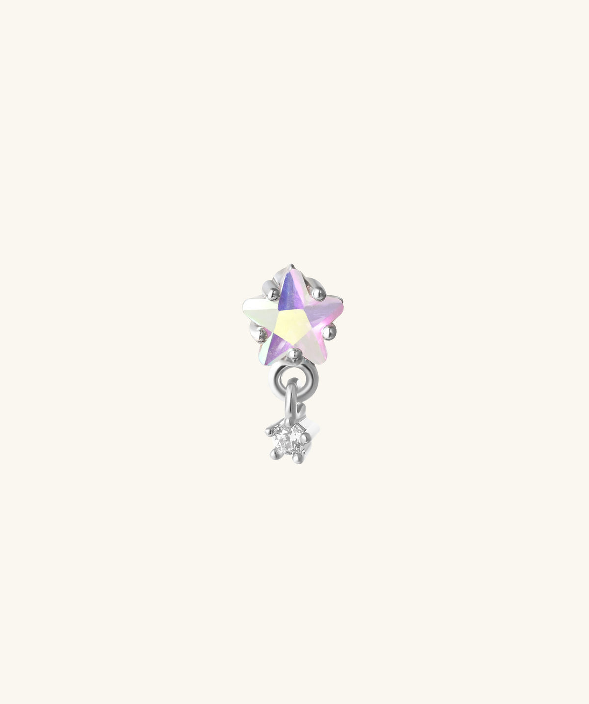 Star Gem Drop - Stainless Steel - Upper Lobe, Flat - Oumo Jewelry
