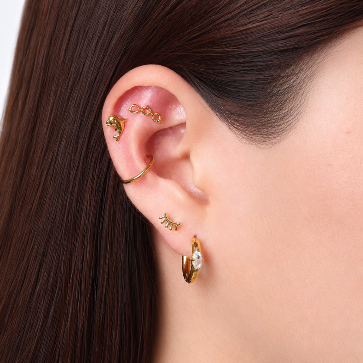 Titanium Threadless Dolphin Stud - Titanium - Helix, Upper Lobe, Conch - Oumo Jewelry