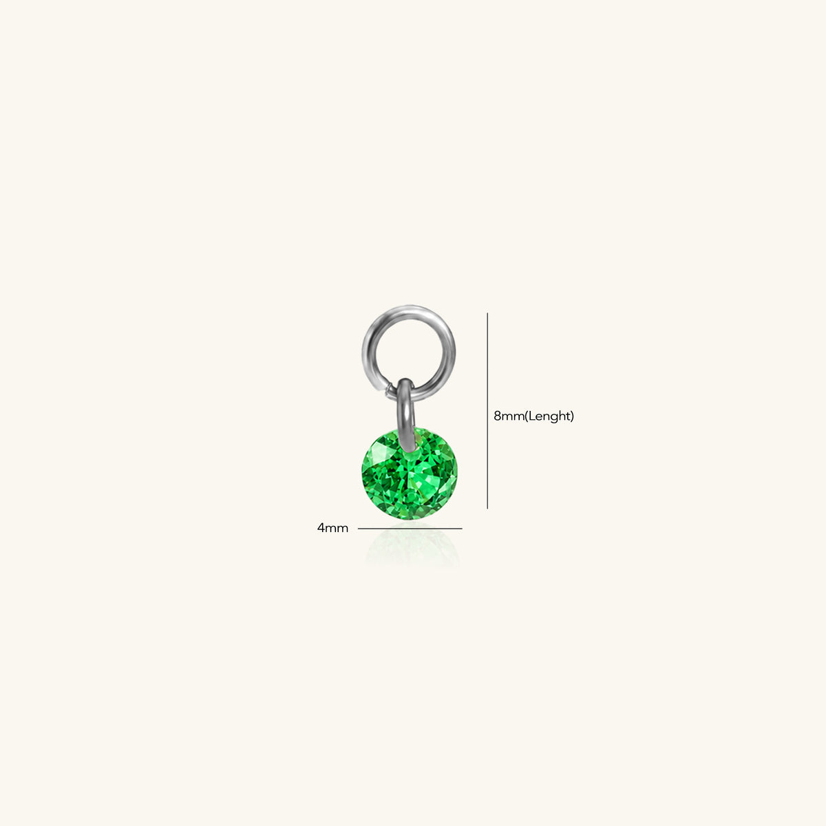 Single Round CZ Charm Drop - Stainless Steel - Oumo Jewelry