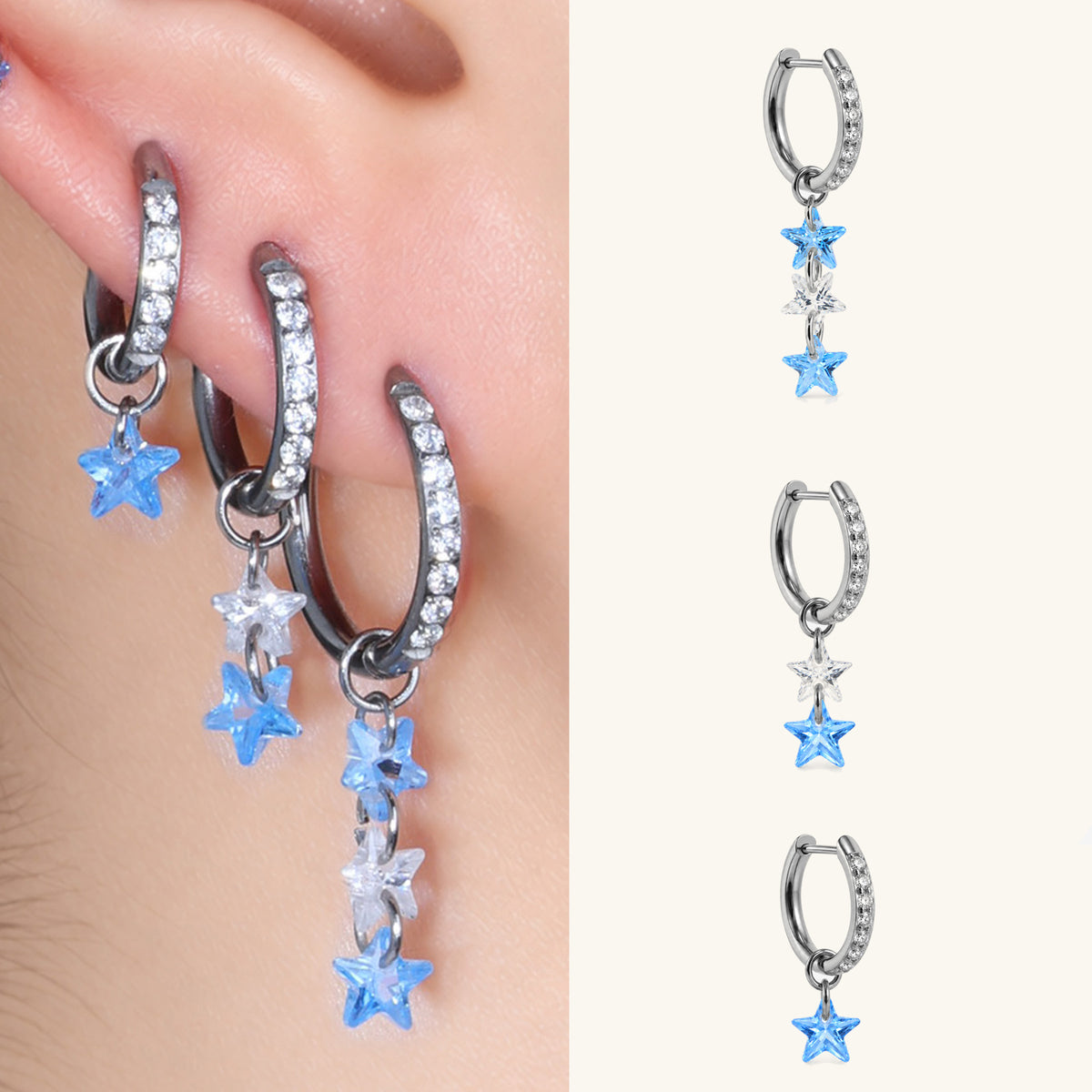 Titanium Delphine Hoop Set