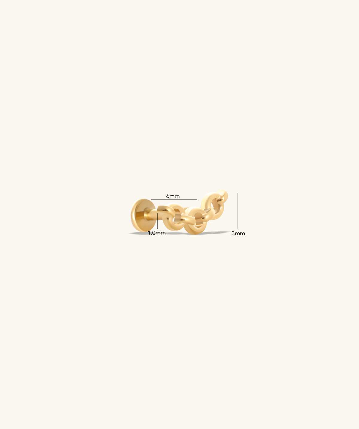 Titanium Chain Loop Stud - Titanium - Upper Lobe - Oumo Jewelry