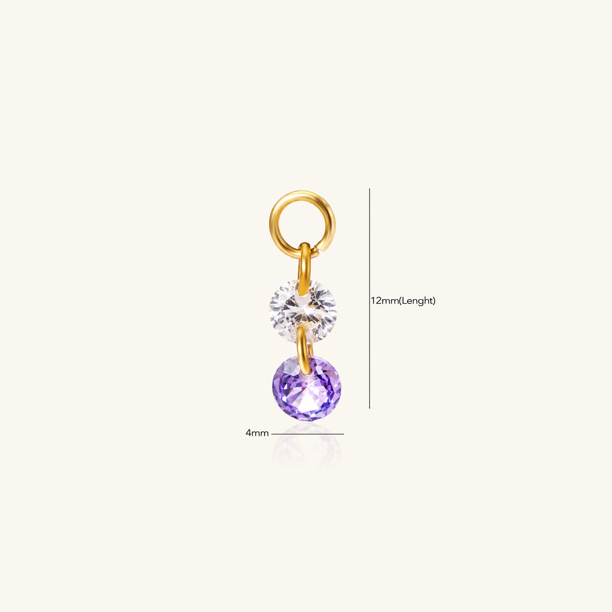 Double Round CZ Charm Drop - Stainless Steel - Oumo Jewelry