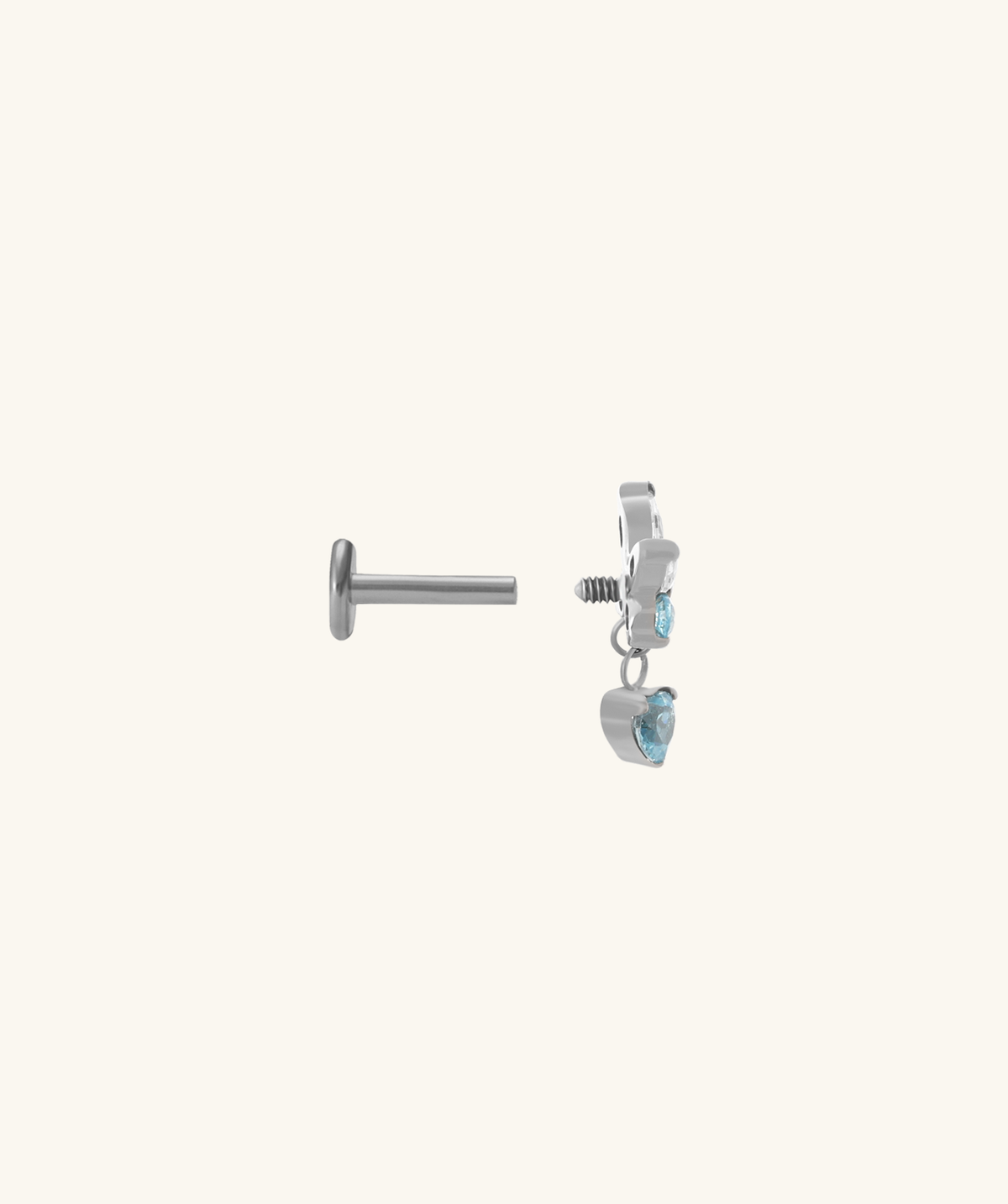 Titanium Charm Butterfly Stud - Titanium - Upper Lobe, Helix, Flat - Oumo Jewelry