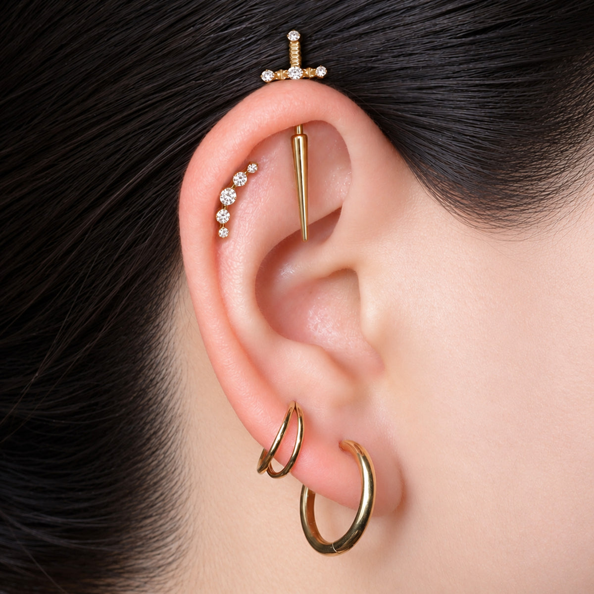 Titanium Dagger Vertical Helix Stud