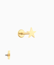 Simple Star Flatback Stud - Stainless Steel - Helix, Upper Lobe, Conch - Oumo Jewelry