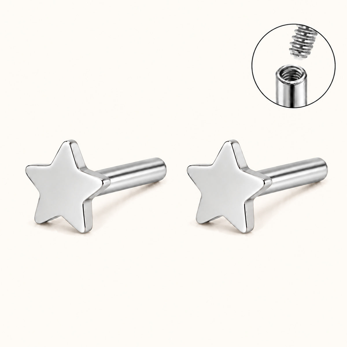 Star Internal Threaded Flat Back Post (Titanium)