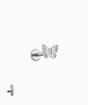 Titanium Butterfly Flatback Stud - Titanium - Helix, Upper Lobe, Conch - Oumo Jewelry