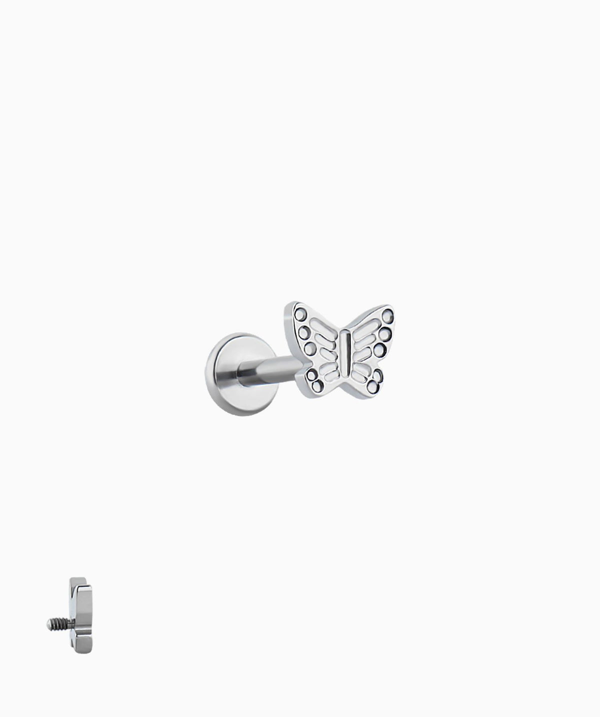 Titanium Butterfly Flatback Stud - Titanium - Helix, Upper Lobe, Conch - Oumo Jewelry