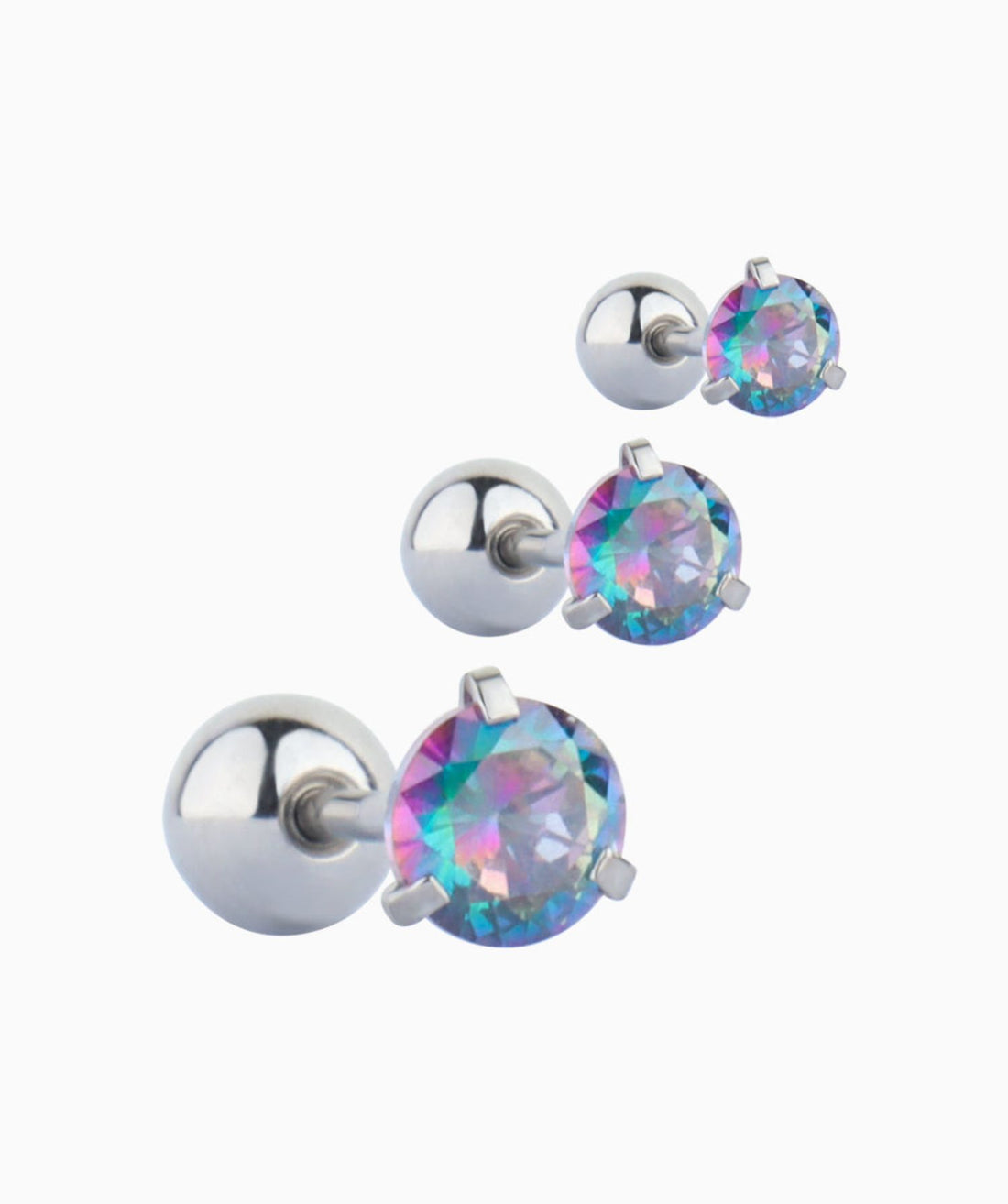 Colorful Round Gemstone Stud