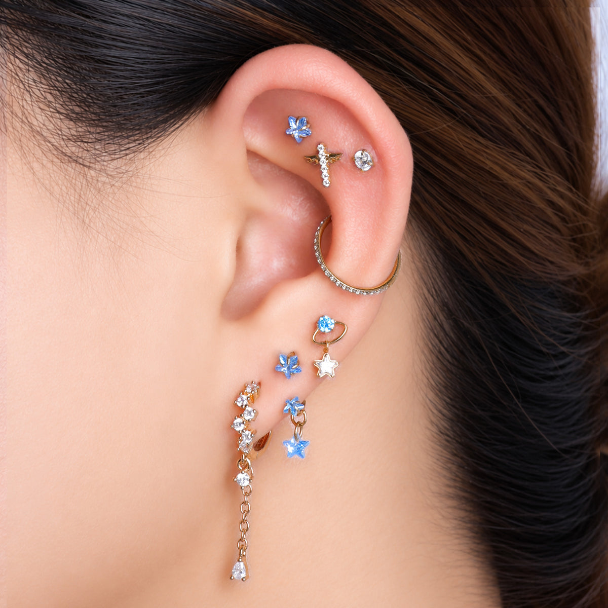 Titanium Zodiac Stars Stud