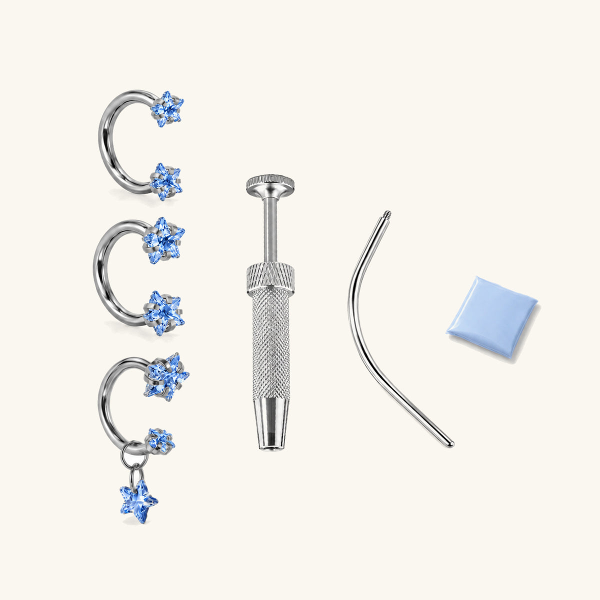 Titanium Starry Horseshoe Piercing Kit - OumoJewelry