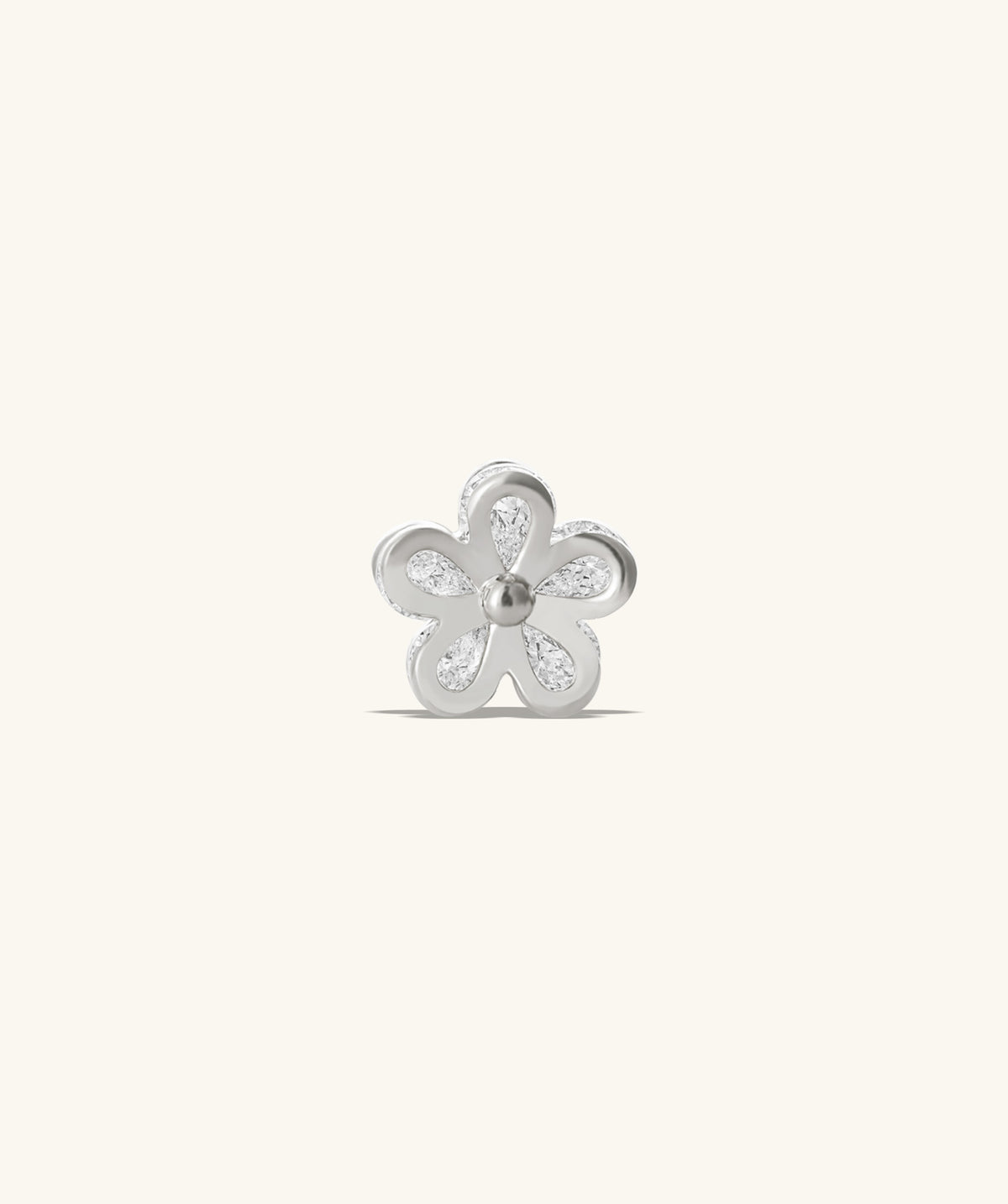 Shiny Flower Flatback Stud - Stainless Steel - Helix, Upper Lobe, Conch - Oumo Jewelry