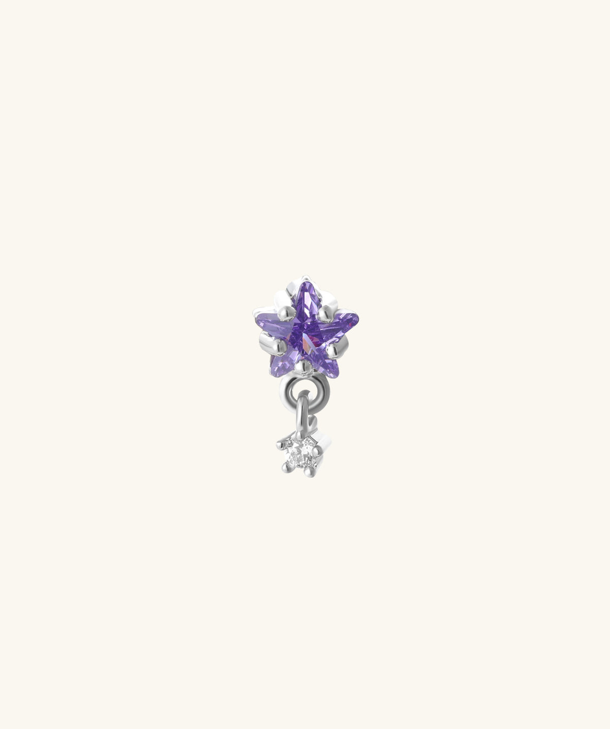 Star Gem Drop - Stainless Steel - Upper Lobe, Flat - Oumo Jewelry
