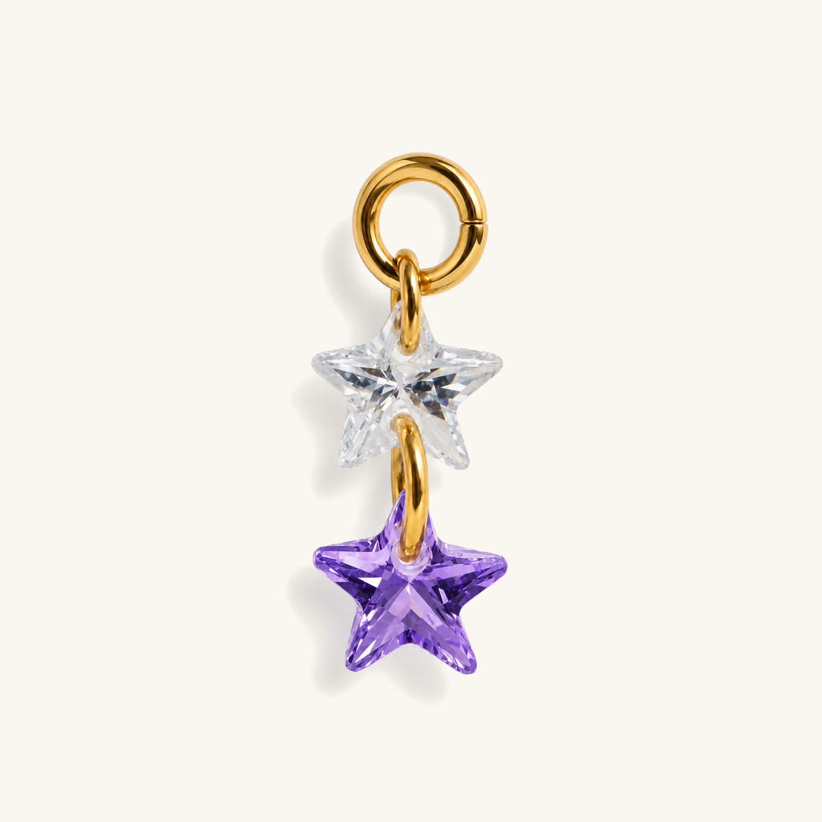 Double Star CZ Charm Drop - OumoJewelry