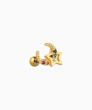 Dazzling Star Moon Stud - OumoJewelry
