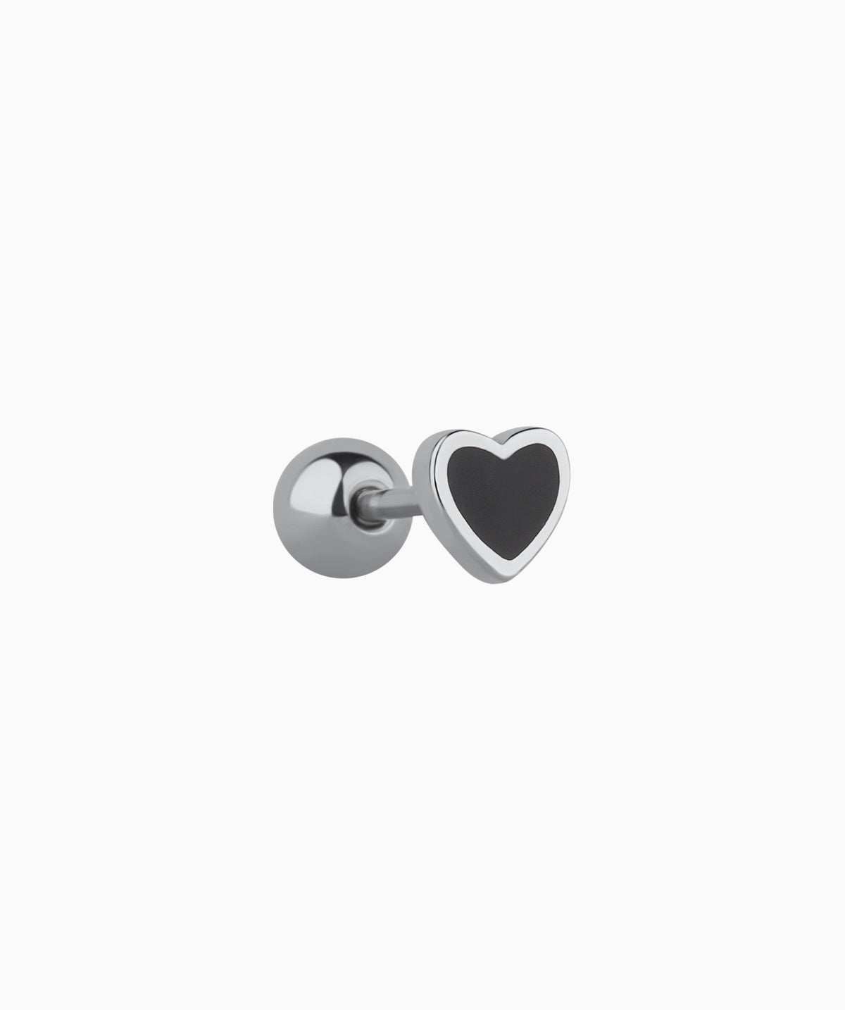 Inspiring Black Heart Stud - Stainless Steel - Upper Lobe, Helix, Flat - Oumo Jewelry