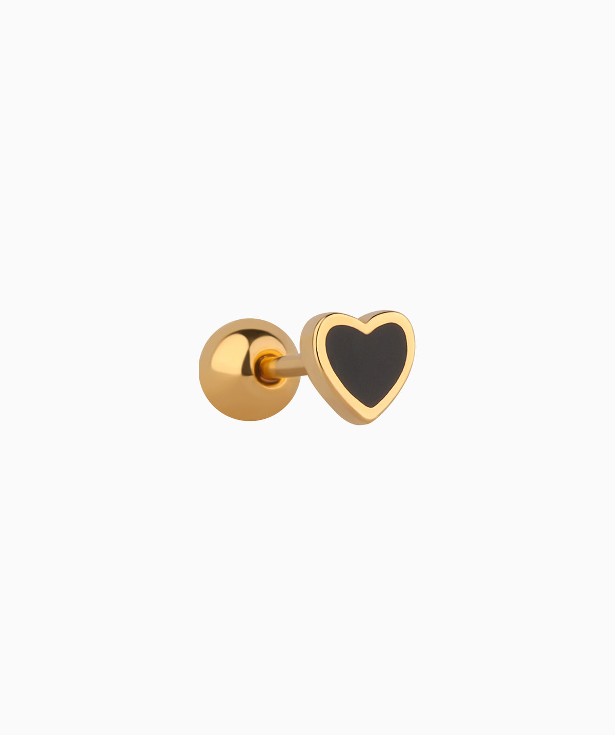 Inspiring Black Heart Stud - Stainless Steel - Upper Lobe, Helix, Flat - Oumo Jewelry