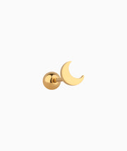 Crescent Stud - Stainless Steel - Upper Lobe, Helix, Flat - Oumo Jewelry