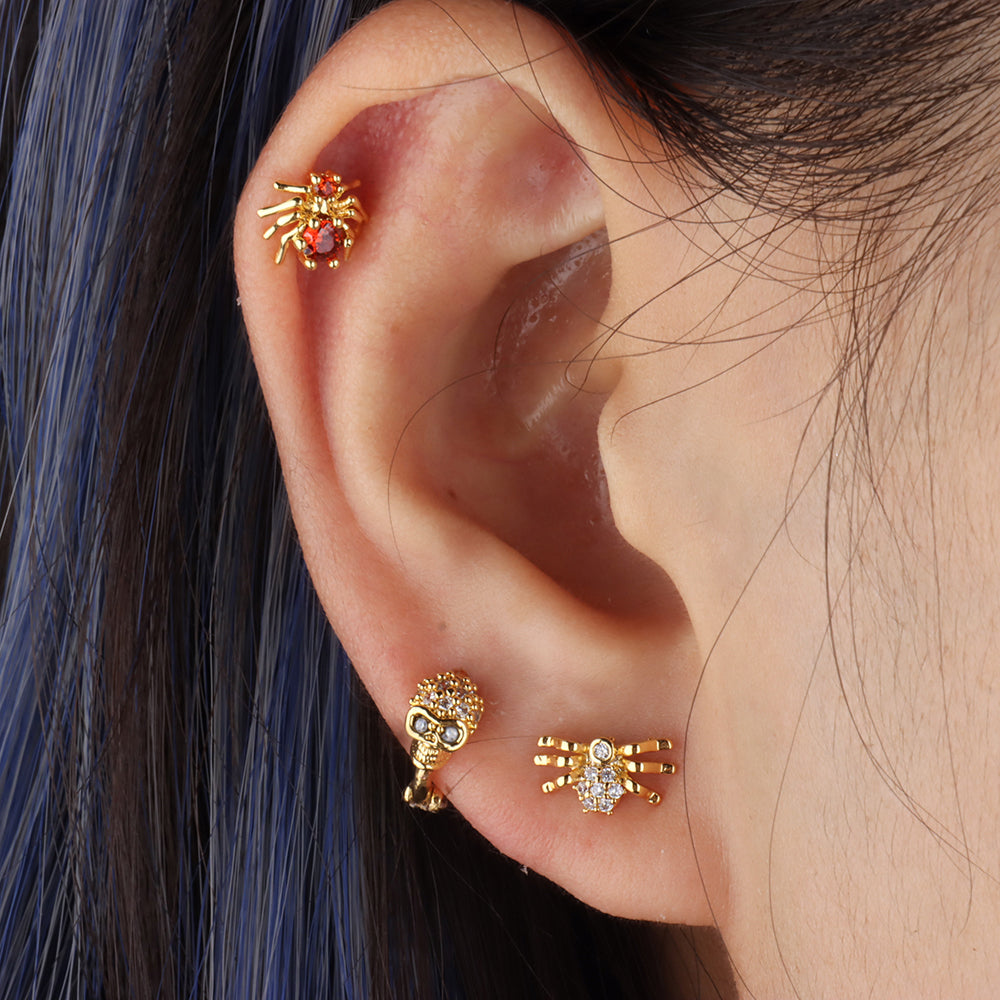 Skull Hoop - Stainless Steel - Upper Lobe, Helix - Oumo Jewelry