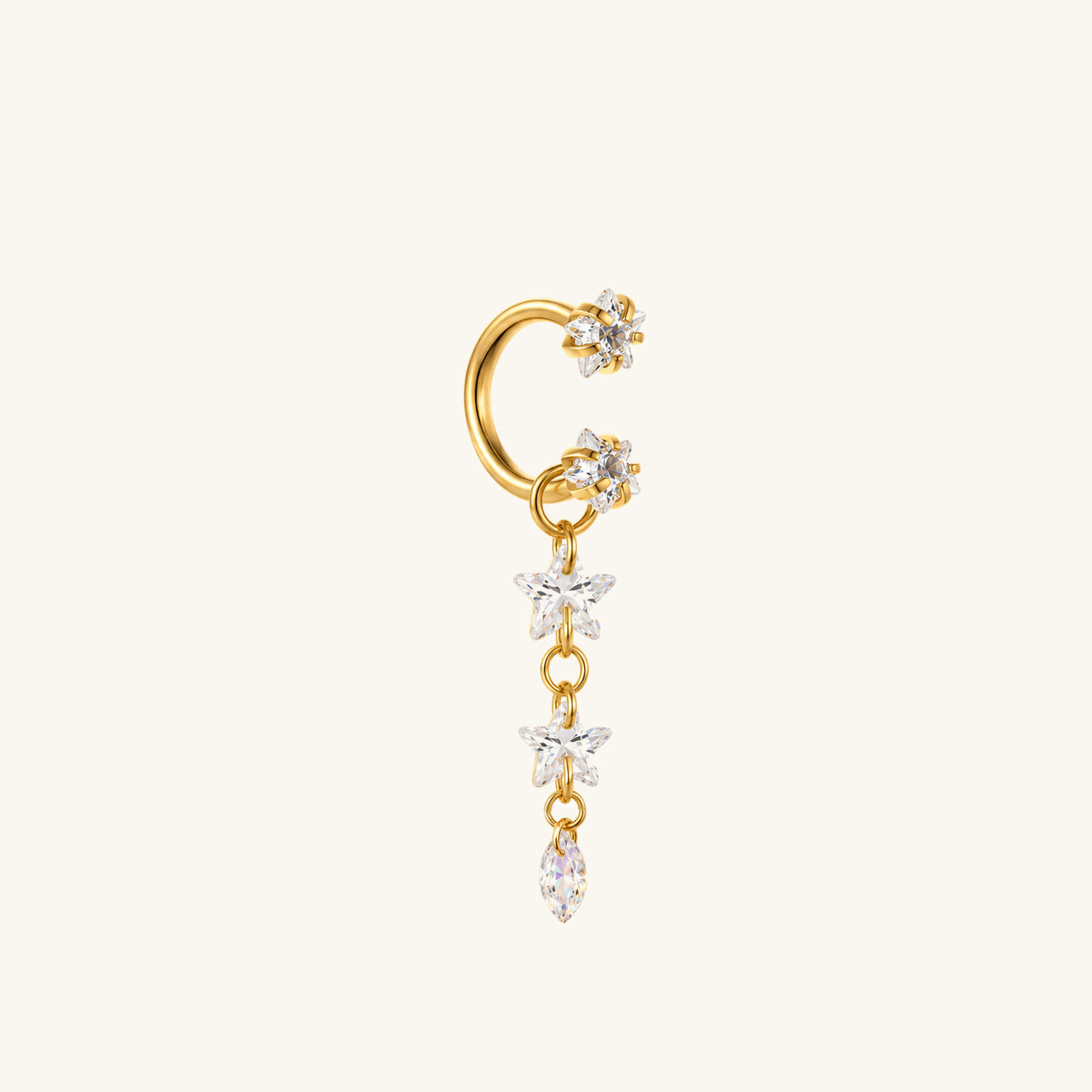 Starfall Chain Charm Horseshoe Ring - OumoJewelry