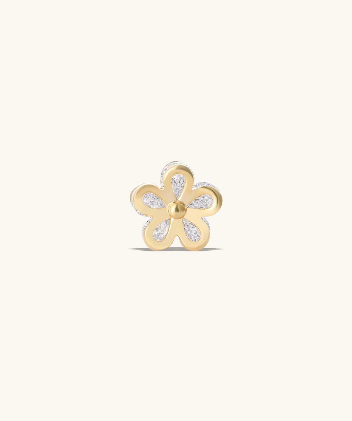 Shiny Flower Flatback Stud - Stainless Steel - Helix, Upper Lobe, Conch - Oumo Jewelry
