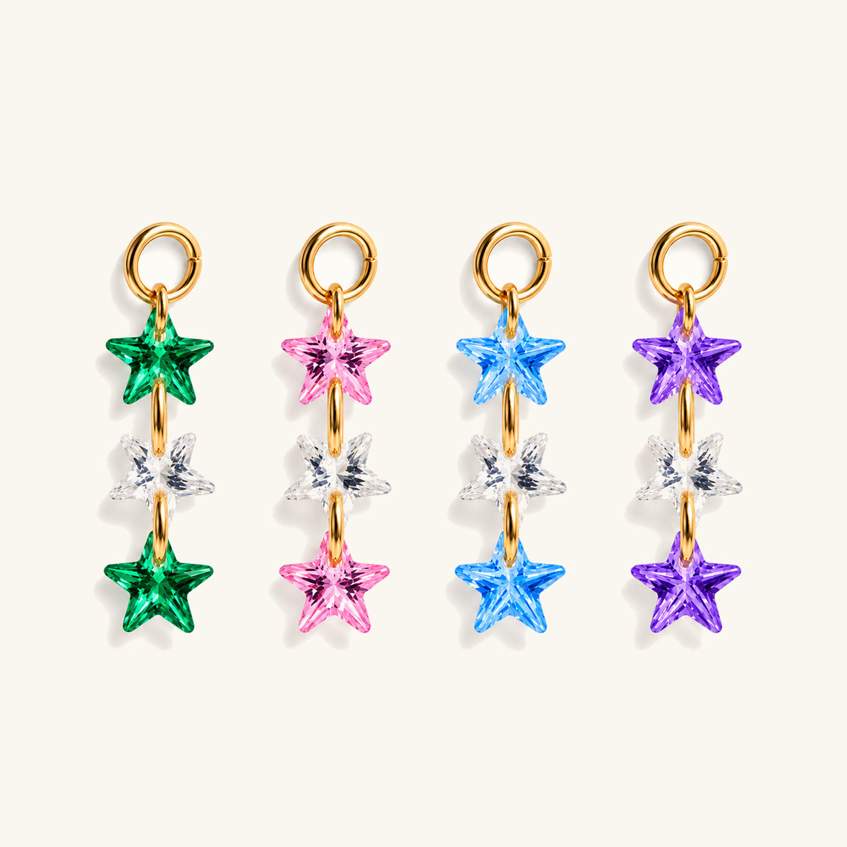 Three Star CZ Charm Drop - OumoJewelry