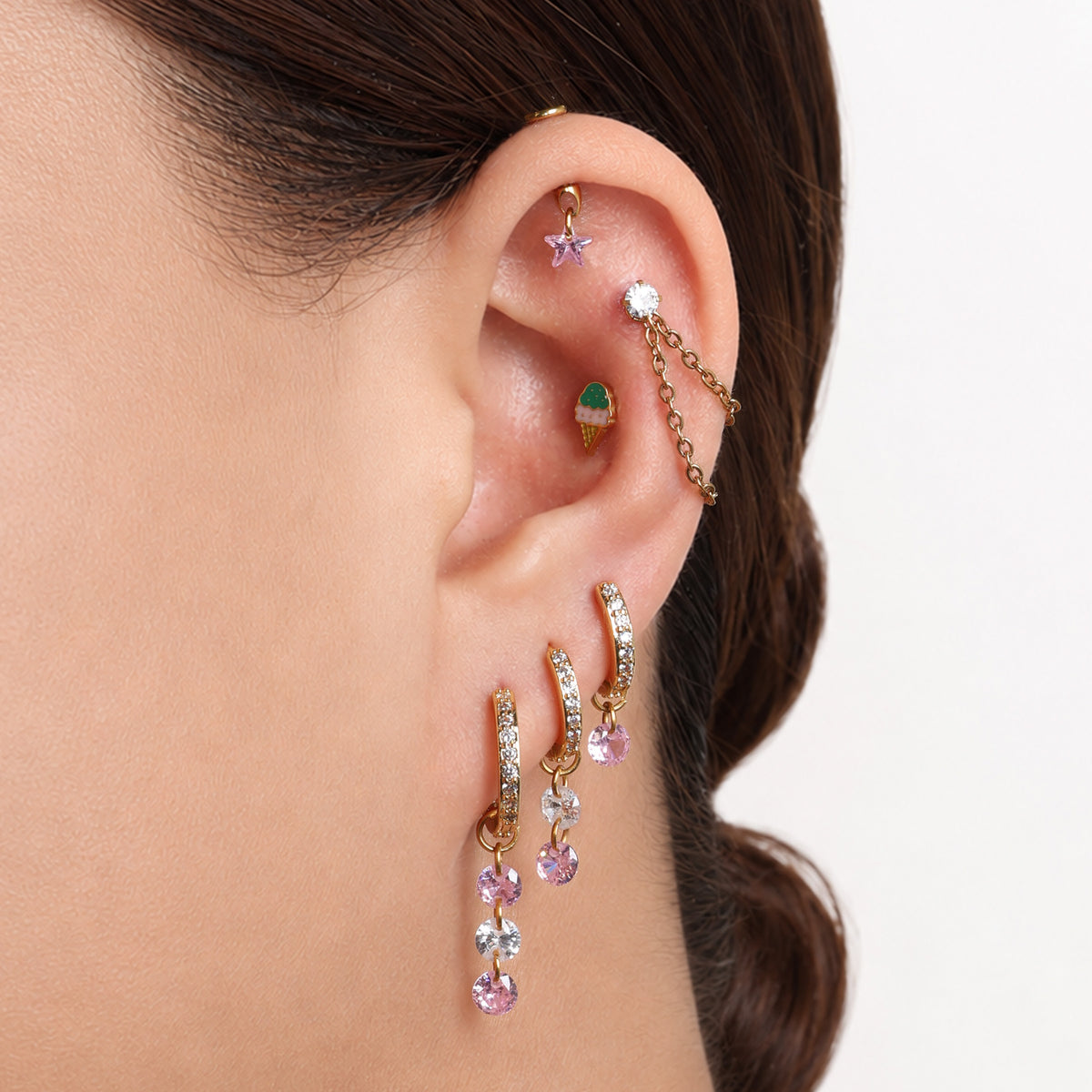 Titanium Threadless Ice Cream Stud - Titanium - Helix, Upper Lobe, Conch - Oumo Jewelry