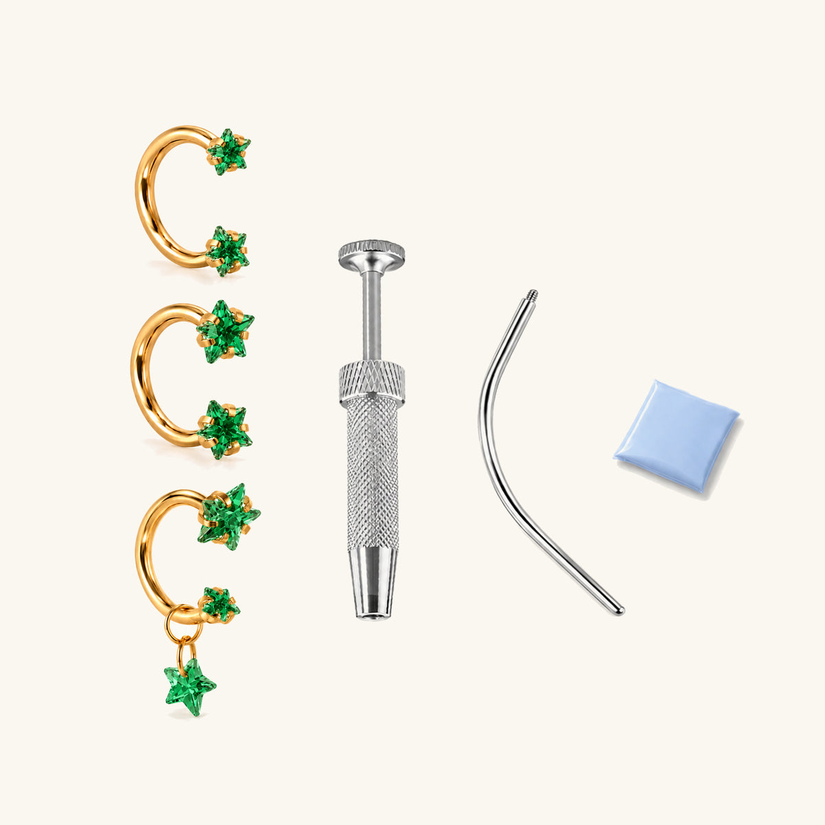 Titanium Starry Horseshoe Piercing Kit - OumoJewelry