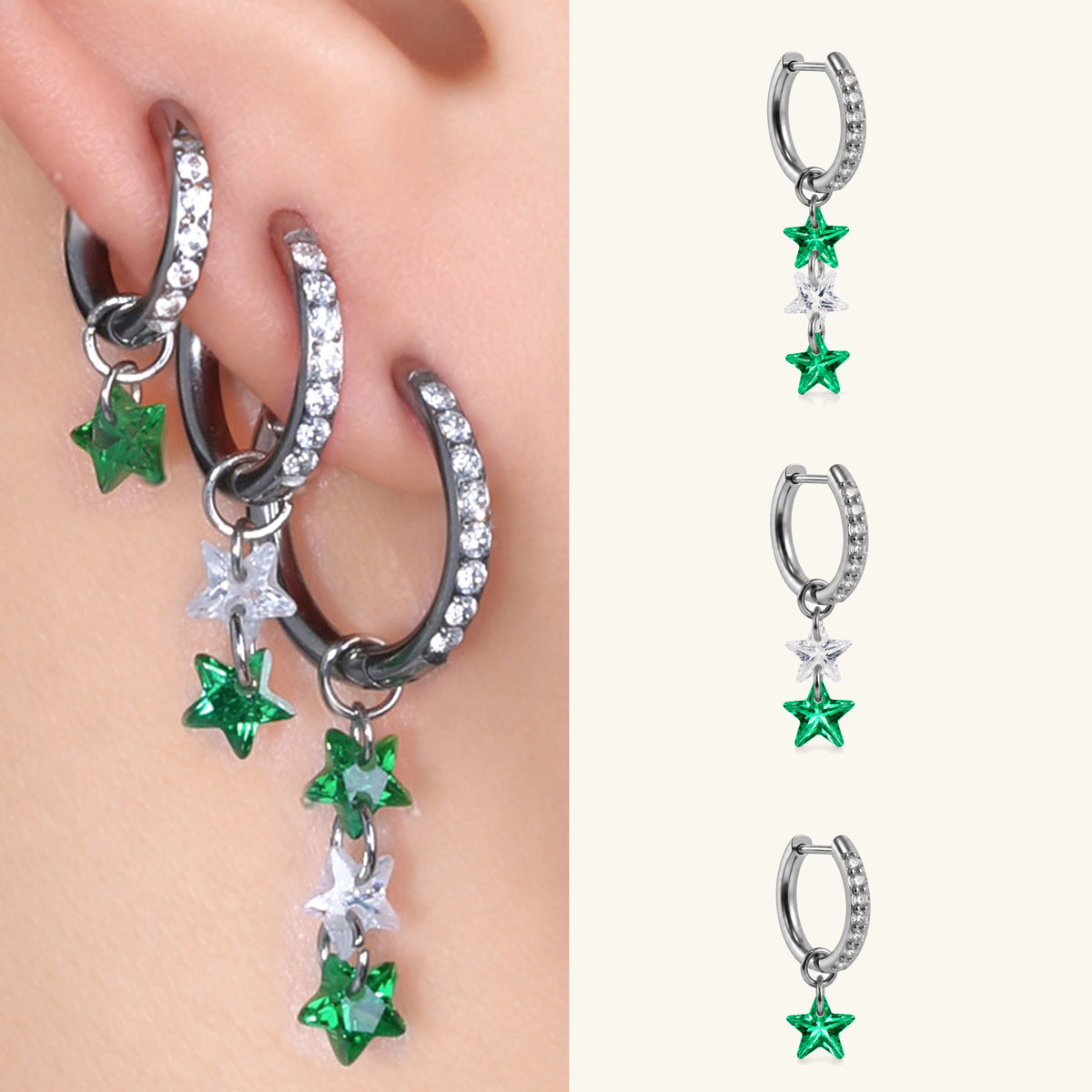 Titanium Delphine Hoop Set