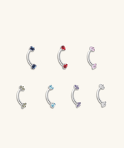 Charm Gem Curved Barbell - Stainless Steel - Rook, Eyebrow, Vertical Labret - Oumo Jewelry