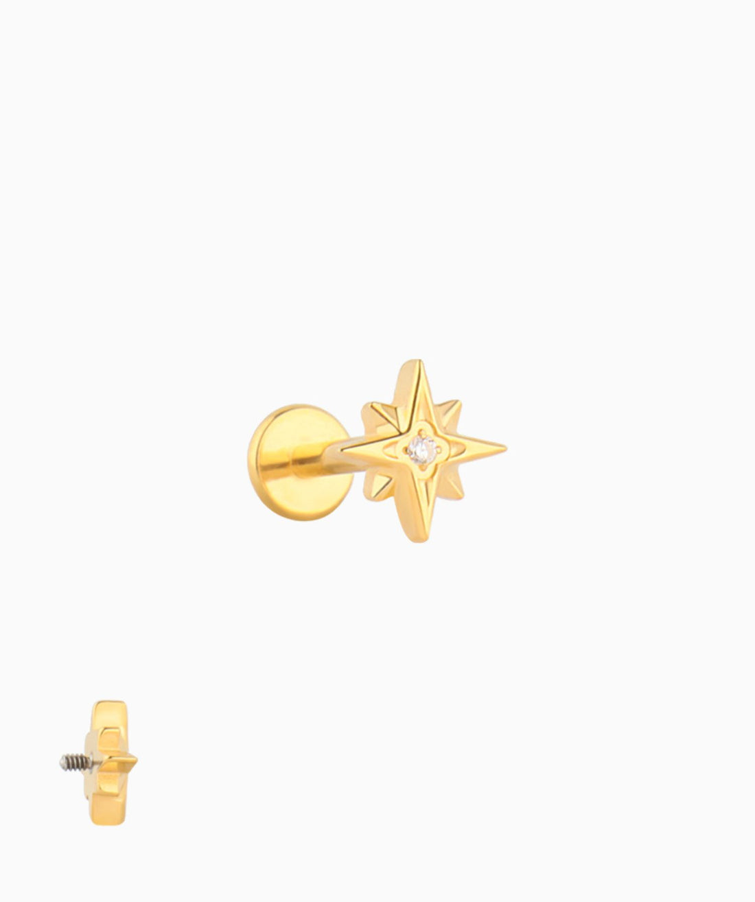 Titanium Eight-pointed Star Flatback Stud