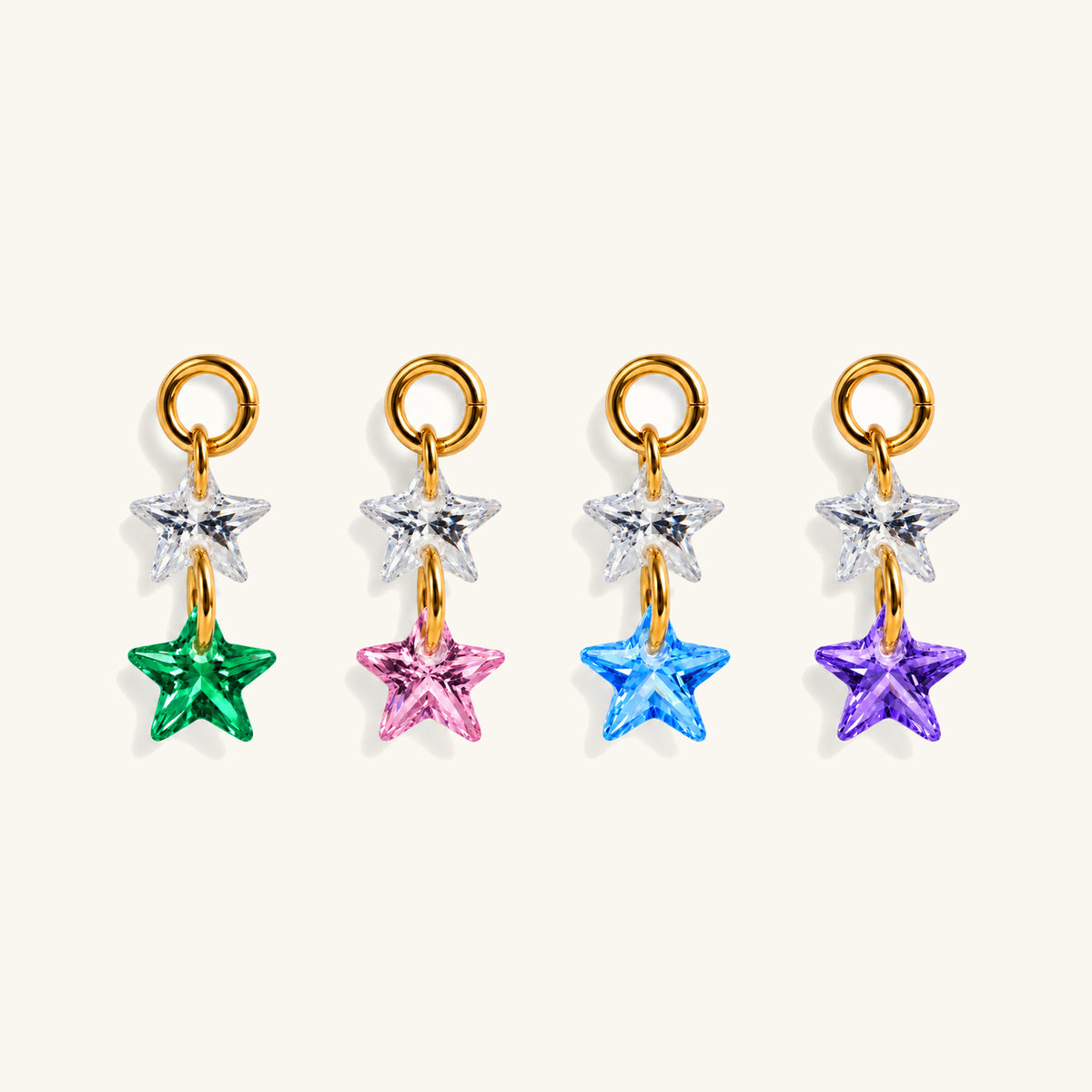 Double Star CZ Charm Drop - OumoJewelry