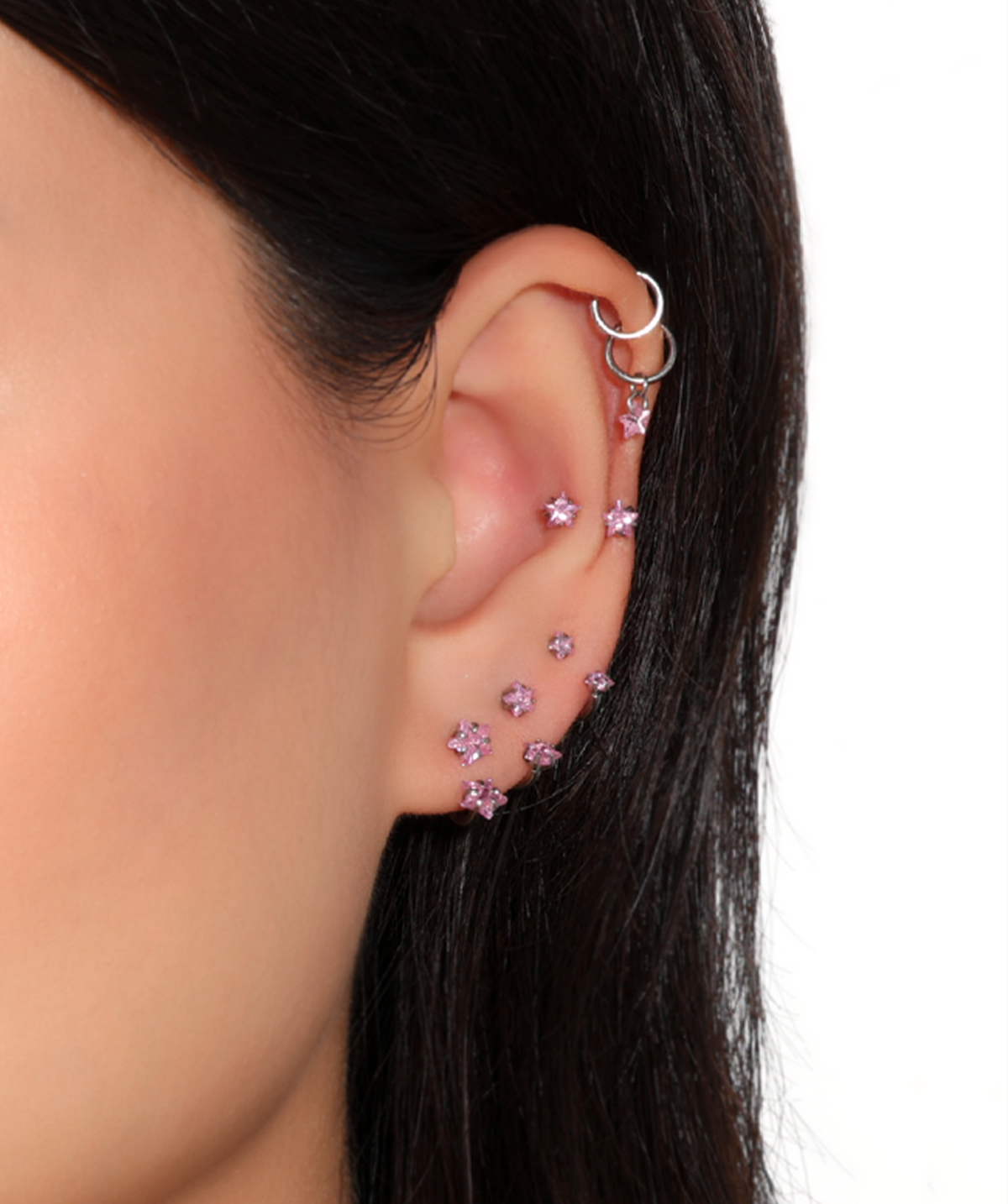 Liora Star Clicker - Stainless Steel - Lobe, Upper Lobe, Helix - Oumo Jewelry