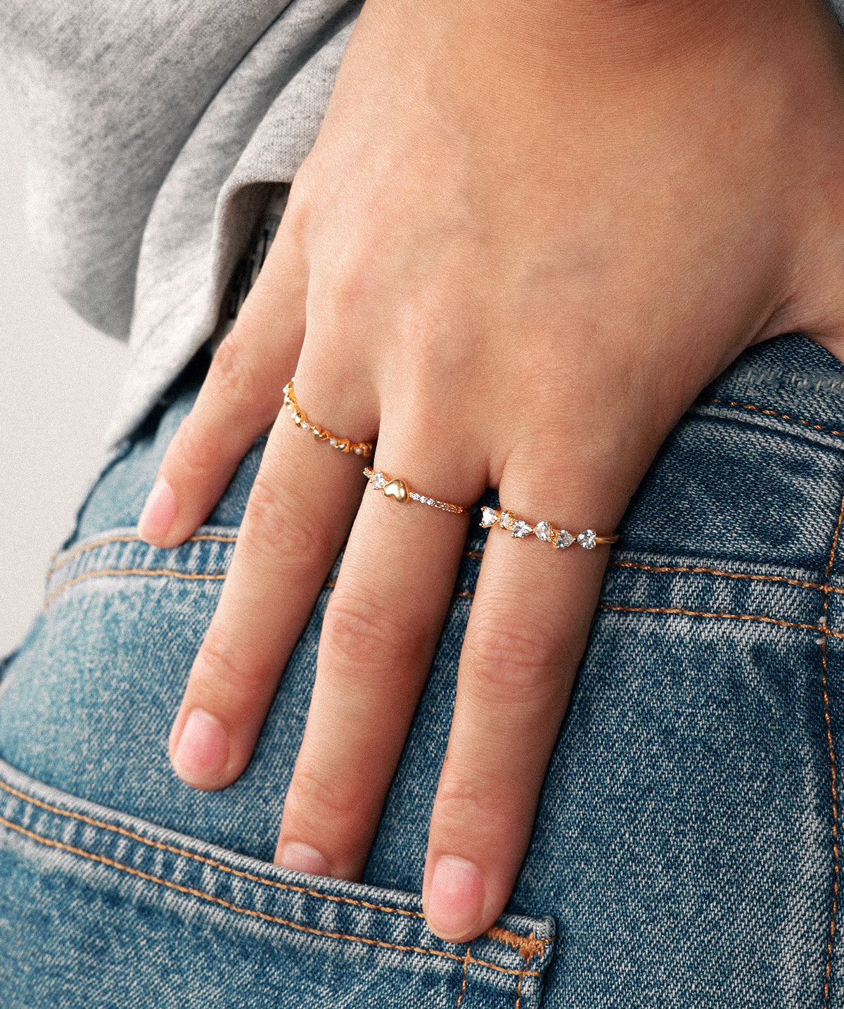 Pearly Heart Ring - Brass - Oumo Jewelry