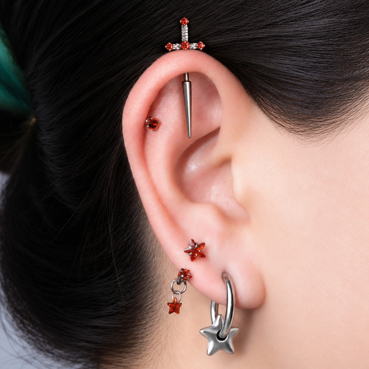 Titanium Sword Vertical Helix Stud