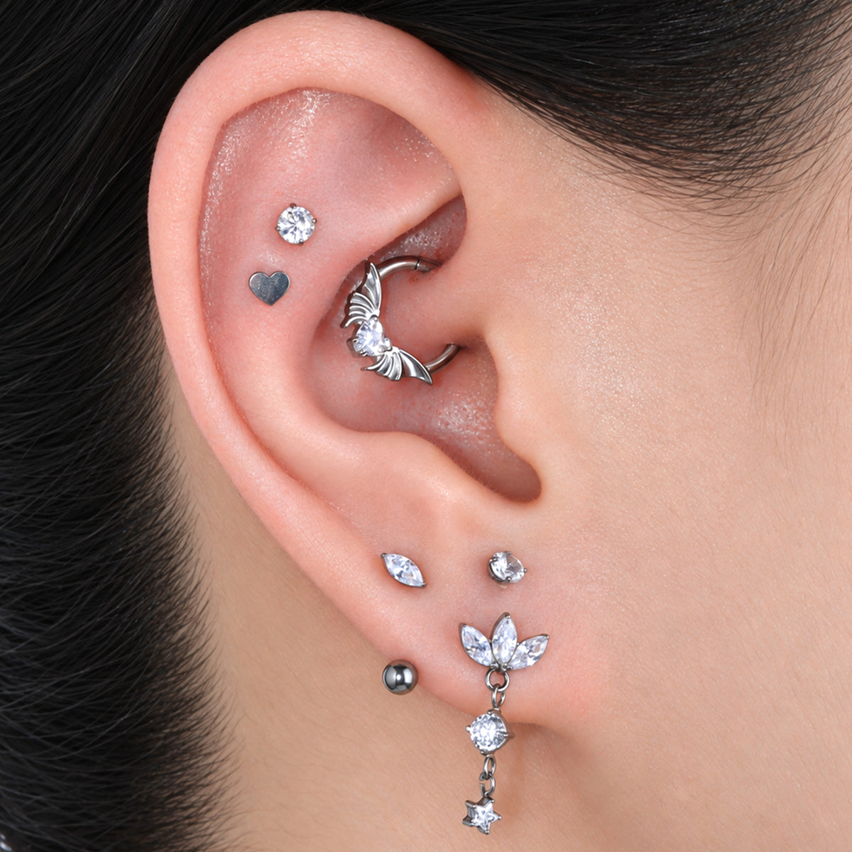 Titanium Marquise Flatback Stud
